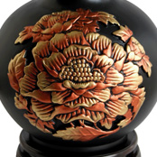 金烏炭雕富貴芙蓉天球瓶金JW-HP006（金色）JW-HP007（紅色）JW-HP008（藍(lán)色）   